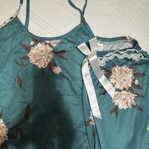 SHEIN Teal Floral Pajama Set